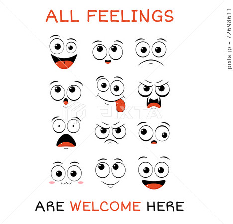 All feeling are welcome here. Vector banner with affirmation All feeling are welcome here. Vector banner with affirmation 72698611