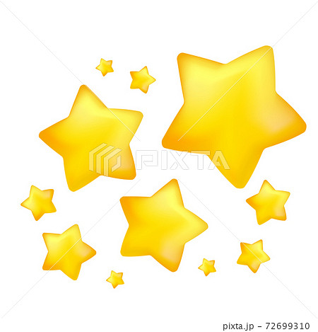 丸みを帯びた星、立体的な星、グラデーションを付けた星のイラスト素材 [72699310] - PIXTA