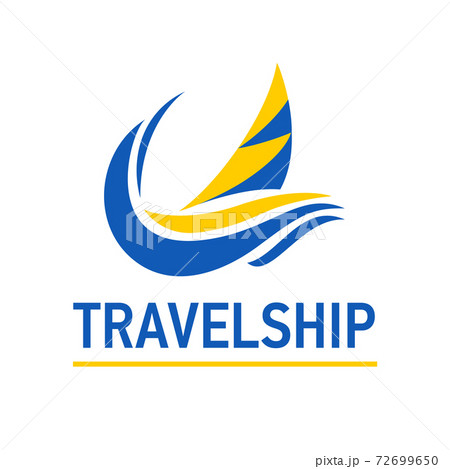 Bright blue speed boat sign. Design modern logos ship for Business. Bright blue speed boat sign. Design modern logos ship for Business. 72699650