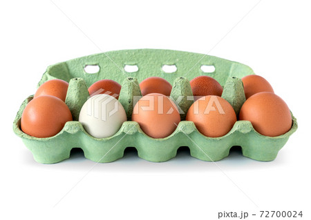 Box with brown eggs and a single white egg 72700024