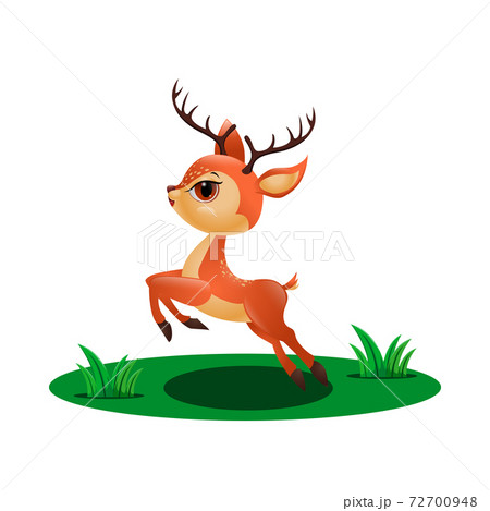 Cute little deer jumping in the grass Cute little deer jumping in the grass 72700948