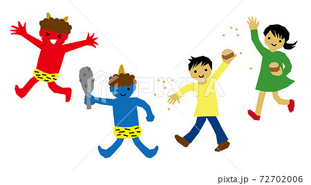 節分に豆まきをする子供 節分に豆まきをする子供 72702006