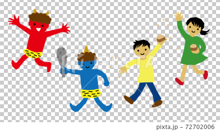 節分に豆まきをする子供 節分に豆まきをする子供 72702006