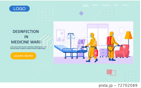 Desinfection in medicine ward landing page template with a description of the sanitary service 72702089