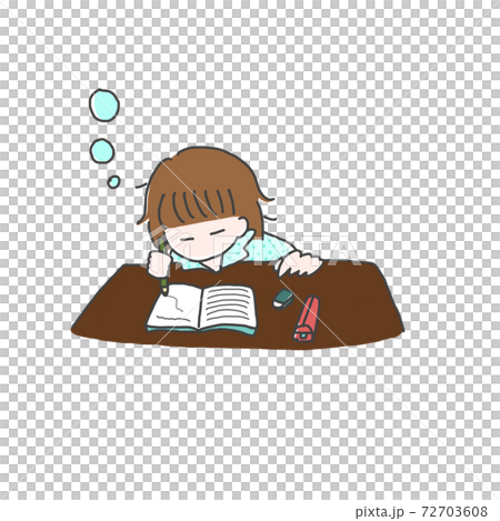 勉強しながら寝落ちする女の子のイラスト素材 勉強しながら寝落ちする女の子のイラスト素材