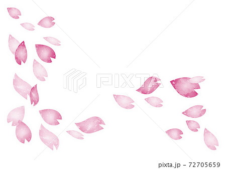春　さくら　桜　花びら　手描き　水彩　背景　コピースペース　イラスト素材 72705659