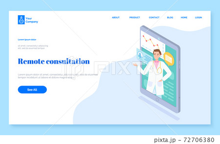 Landing page of online consultation of doctor. Initial appointment with a doctor. Area point graph 72706380