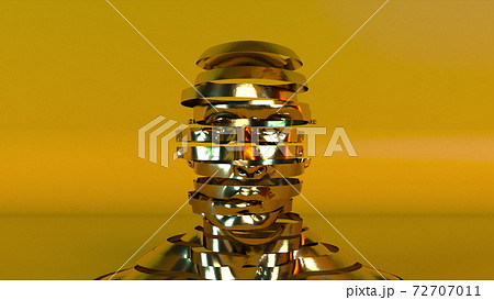 Human head and face formed by lines, 3D rendering. Computer generated background with head deformation 72707011