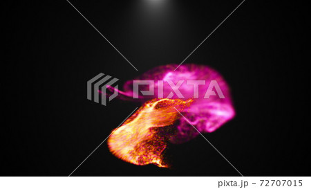 Dance of concentrated colored particles, computer generated. 3d rendering abstract backdrop with fluid clouds 72707015