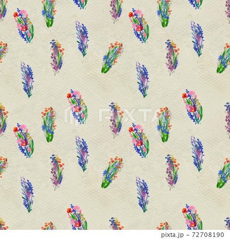 Seamless pattern with flowers. Watercolor or acrylic painting. Hand drawn floral background. 72708190