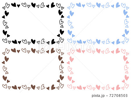 ハートの手書き風の枠 フレームセット バレンタインのイラスト素材