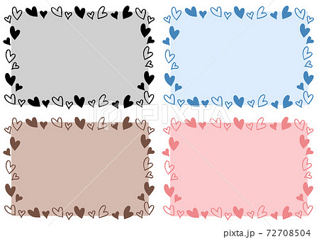 ハートの手書き風の枠 フレームセット バレンタインのイラスト素材