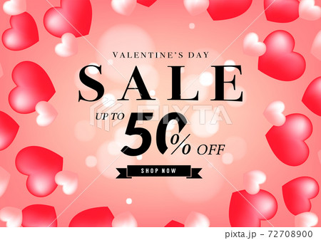 Valentine's day sale banner design template. 50% off discount promotion sale banner. 72708900