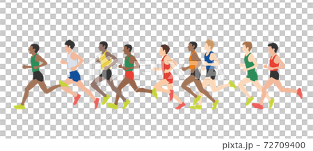 陸上競技選手のイラスト　マラソンランナー　ベクター素材 72709400