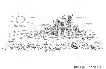 Drawing of the destruction of a block of flats Stock Photo - Alamy