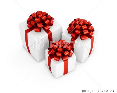3D Rendering Three Gift Boxes on white background 72710173