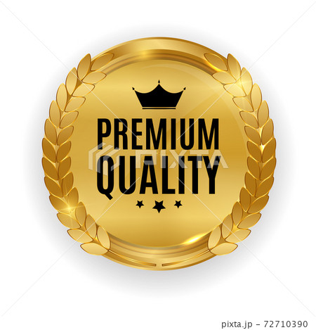 Premium Quality Gold Medal Badge. Label Seal Isolated on White Background. Vector Illustration EPS10 Premium Quality Gold Medal Badge. Label Seal Isolated on White Background. Vector Illustration EPS10 72710390