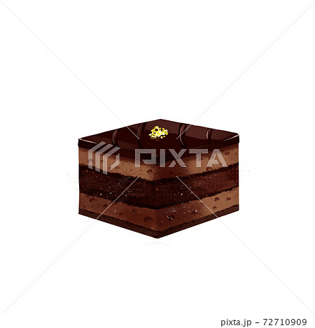 スクエア型チョコケーキのイラスト素材