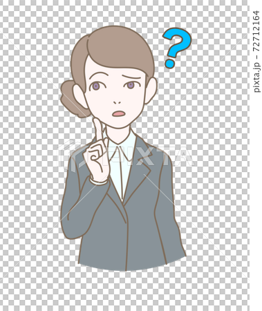 表情や仕草のセット スーツの女性 疑問のイラスト素材