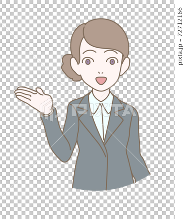 表情や仕草のセット スーツの女性 掌のイラスト素材