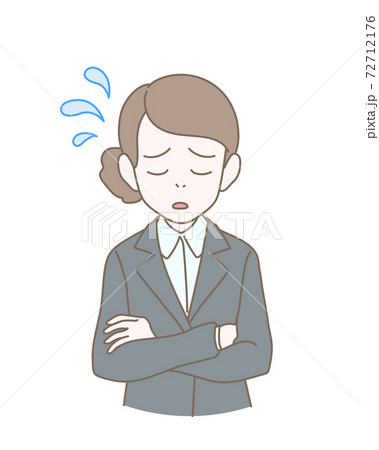 表情や仕草のセット スーツの女性 悩みのイラスト素材