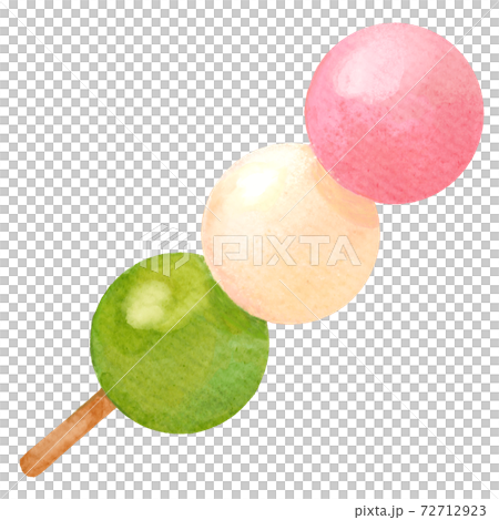 水彩画の三色団子のイラスト 水彩画の三色団子のイラスト 72712923