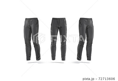 Blank black sport pants mock up, front and side view 72713606