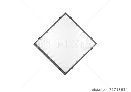 Blank white rhombus stretching banner with grip frame mockup, isolated 72713634