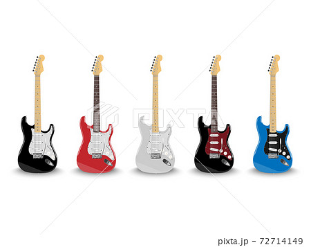 Realistic Electric Guitar In Different Colors のイラスト素材