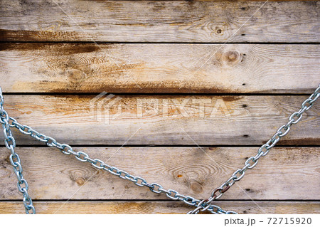 wooden boards with metal chain. background with the texture of a tree. wooden boards with metal chain. background with the texture of a tree. 72715920