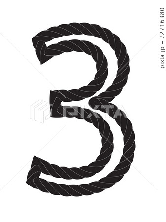 Black and white number three made from rope Isolated on white background. Vector Illustration EPS10 Black and white number three made from rope Isolated on white background. Vector Illustration EPS10 72716380