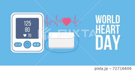World Heart Day banner with device for measuring pressure vector illustration. World Heart Day banner with device for measuring pressure vector illustration. 72716606