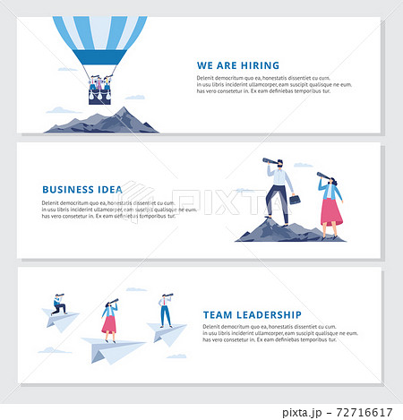 Set of business flyers and banners with people flat vector illustration. 72716617
