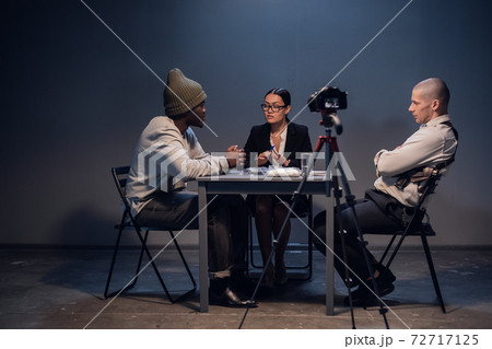 In the interview room, there is a conversation with a drug dealer, the camera broadcasts a video for students of the police academy In the interview room, there is a conversation with a drug dealer, the camera broadcasts a video for students of the police academy 72717125