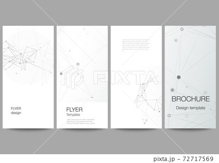 Vector layout of flyer, banner design templates for website advertising design, vertical flyer design, website decoration. Gray technology background with connecting lines and dots. Network concept. 72717569