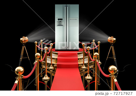 Podium with double door refrigerator, 3D rendering 72717927