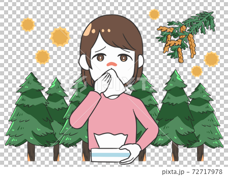 由於花粉病,雌性杉樹blowing鼻 由於花粉病,雌性杉樹blowing鼻 72717978