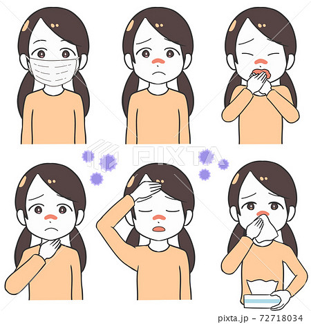 風邪の症状　女の子 72718034