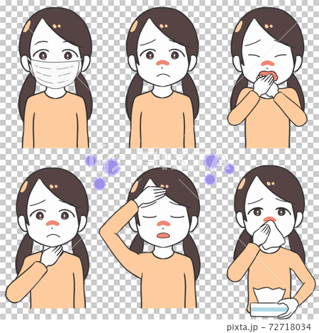風邪の症状　女の子 72718034