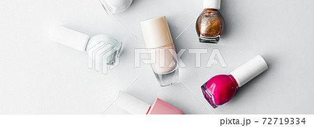 Nail polish bottles on white background, beauty brand Nail polish bottles on white background, beauty brand 72719334