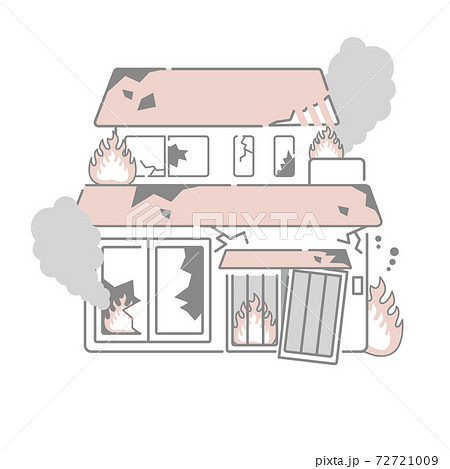火災の危険がある空き家のイラスト素材 火災の危険がある空き家のイラスト素材