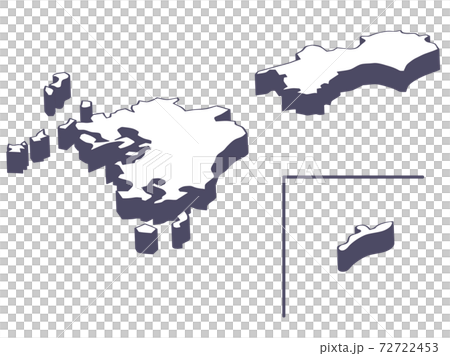 日本地図 斜め 四国 九州 沖縄のイラスト素材