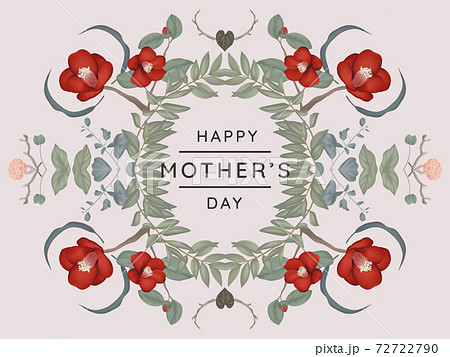 Happy mother's day greeting card design, mirror effect/ symmetry camellia and other flowers wreath Happy mother's day greeting card design, mirror effect/ symmetry camellia and other flowers wreath 72722790