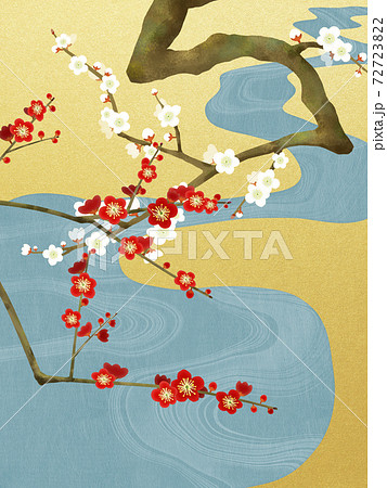 梅の花の和風背景 - 複数のバリエーションがあります 梅の花の和風背景 - 複数のバリエーションがあります 72723822