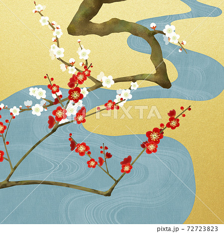梅の花の和風背景 - 複数のバリエーションがあります 梅の花の和風背景 - 複数のバリエーションがあります 72723823