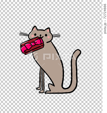 バレンタインチョコレートと猫のイラスト バレンタインチョコレートと猫のイラスト 72724666
