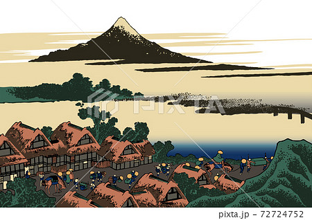 葛飾北斎イメージ甲州伊沢暁白バック 72724752