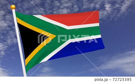 風になびく南アフリカ共和国国旗のイラスト素材