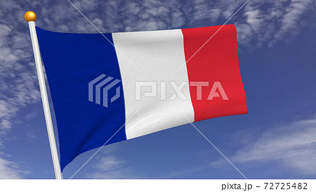 風になびくフランス国旗のイラスト素材