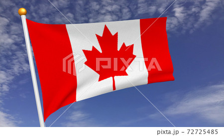 風になびくカナダ国旗のイラスト素材